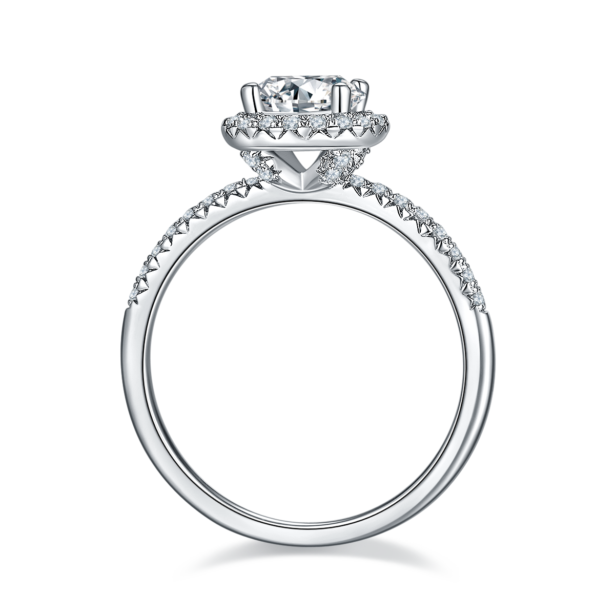 Classic round bag S925 silver plated platinum Moissanite women's ring 1 carat D-grade